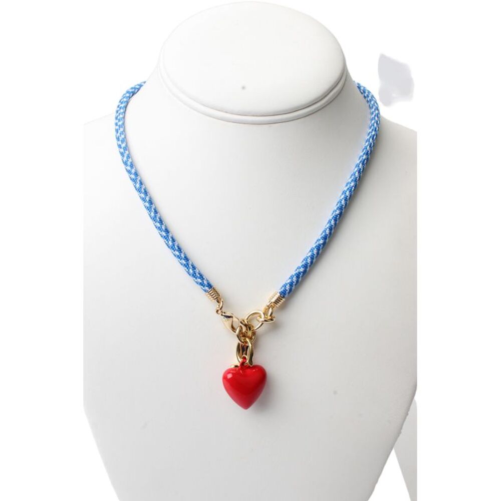 Roxanne Assoulin Womens Gold Tone Red Paracord Happy Cord Charm Necklace 17" - Picture 2 of 4